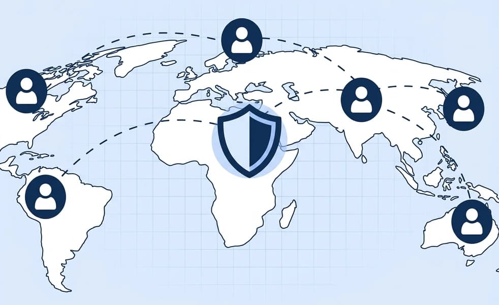 AI governance professionals connected across a world map.