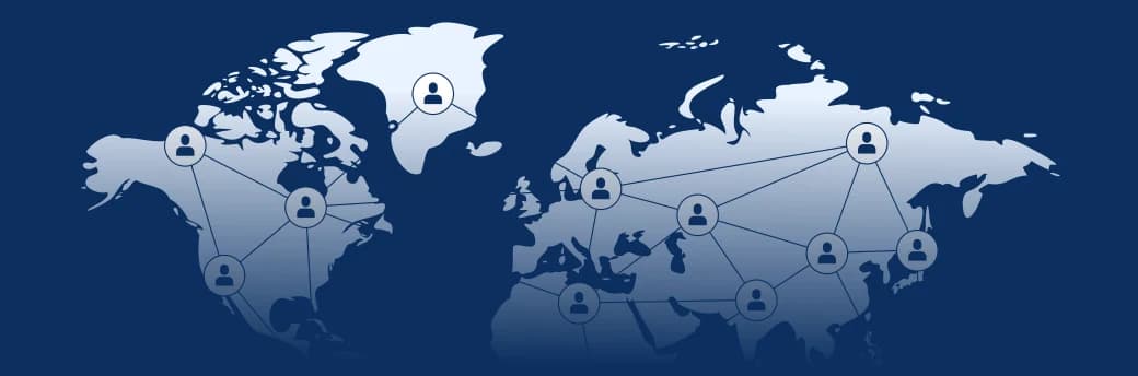 A world map connecting responsible AI governance professionals across regions.